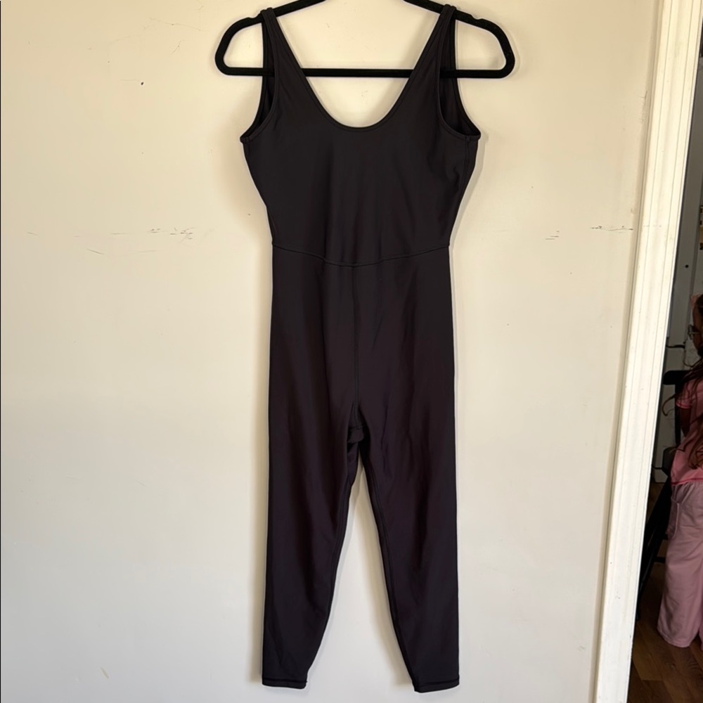 Old Navy Powersoft Athletic Jumpsuit Black Scoop Neck Back Medium Petite Unitard